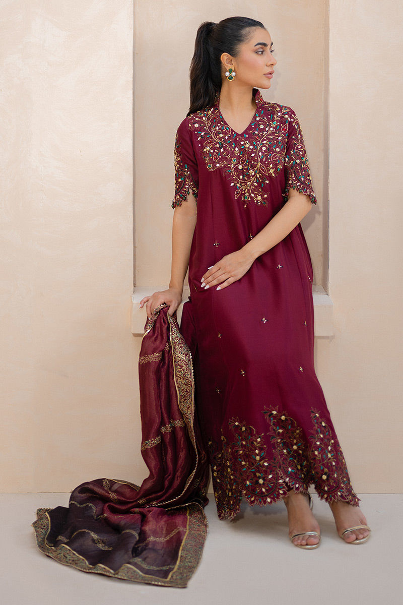 Ansab Jahangir | Luxury Silk Pret | CRIMSON - Official Ansab Jahangir stockist in UK - Sakeena London