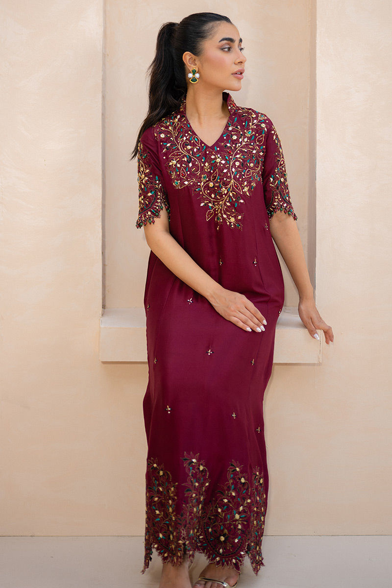 Ansab Jahangir | Luxury Silk Pret | CRIMSON - Official Ansab Jahangir stockist in UK - Sakeena London