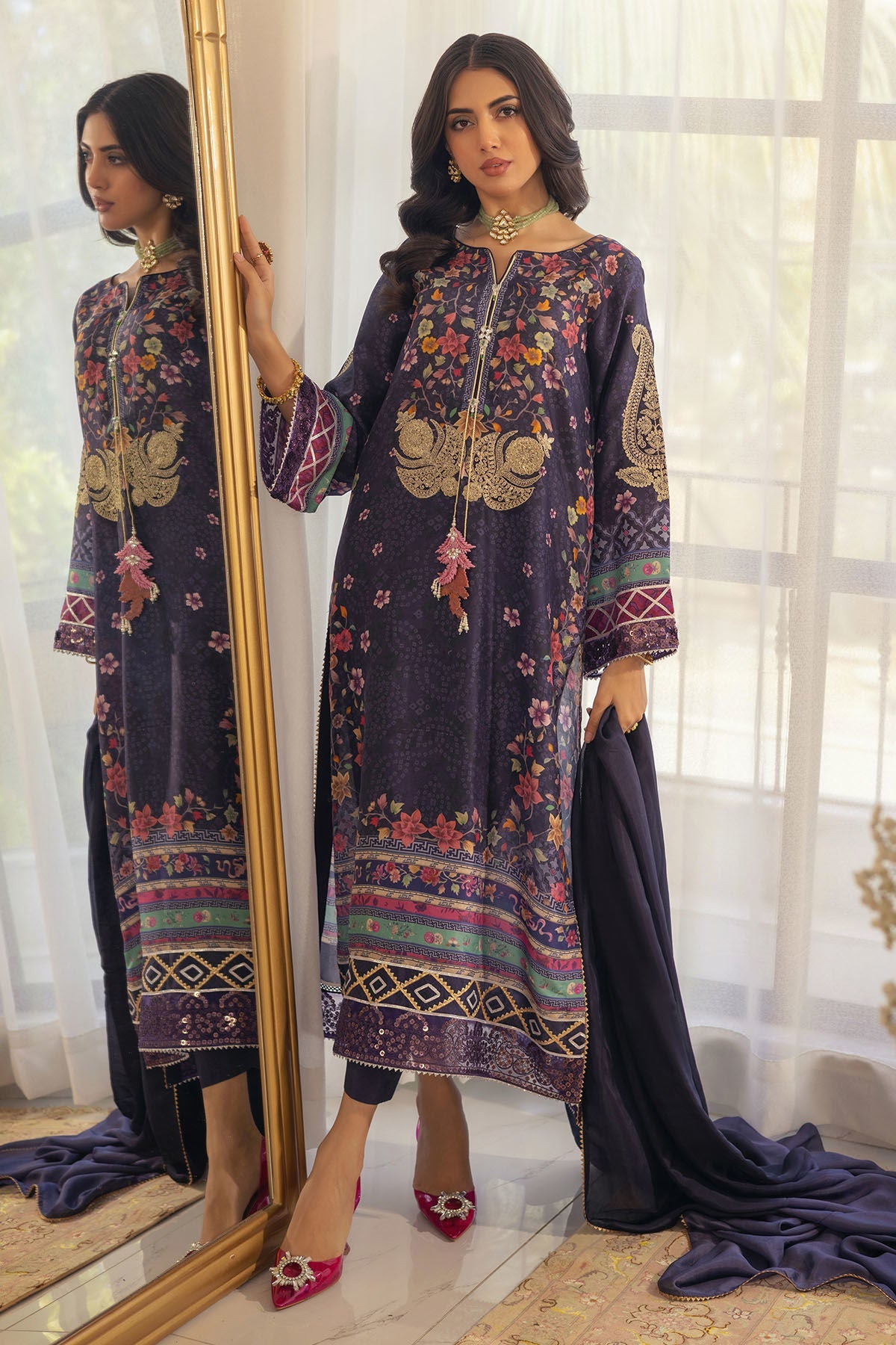 Annus Abrar | Luxe Silk Pret | ZELYA-SHIRT AND DUPATTA - Official Annus Abrar stockist in UK - Sakeena London