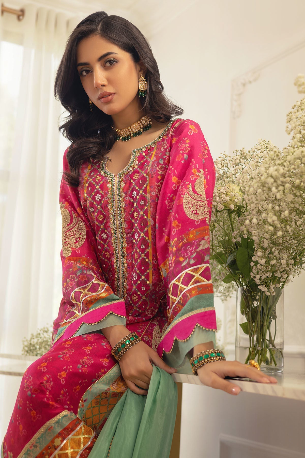 Annus Abrar | Luxe Silk Pret | RENYA-SHIRT AND DUPATTA - Official Annus Abrar stockist in UK - Sakeena London