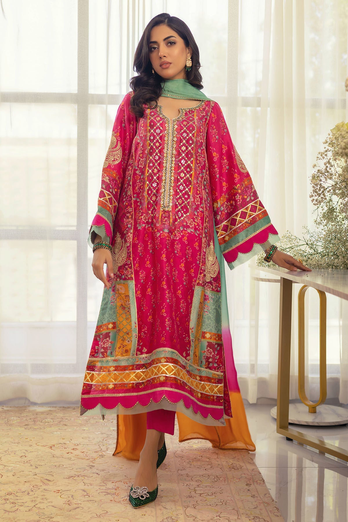 Annus Abrar | Luxe Silk Pret | RENYA-SHIRT AND DUPATTA - Official Annus Abrar stockist in UK - Sakeena London