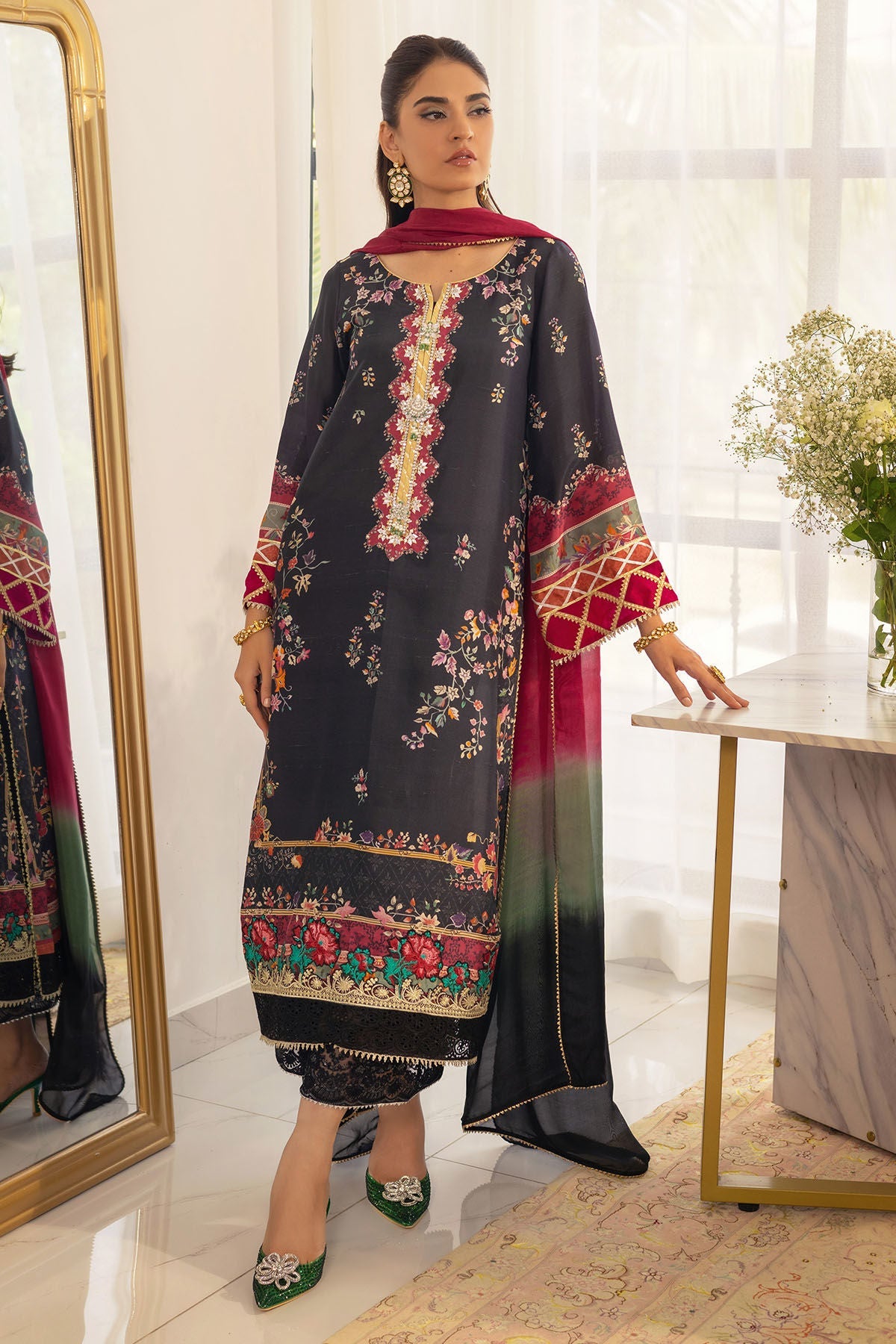 Annus Abrar | Luxe Silk Pret | BANIRA - SHIRT AND DUPATTA - Official Annus Abrar stockist in UK - Sakeena London