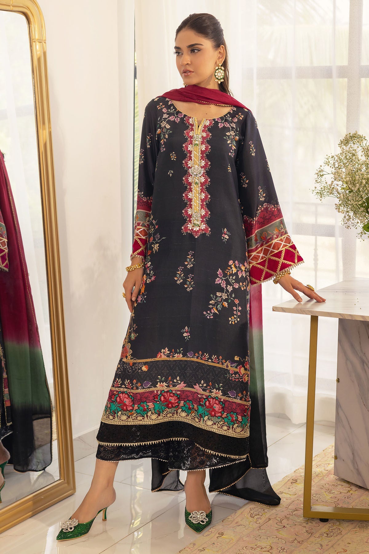 Annus Abrar | Luxe Silk Pret | BANIRA - SHIRT AND DUPATTA - Official Annus Abrar stockist in UK - Sakeena London