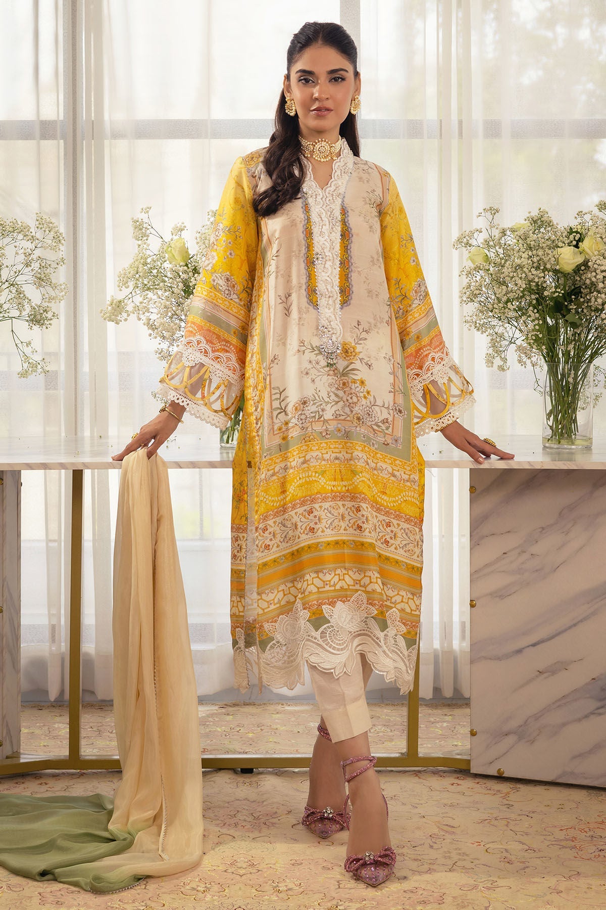 Annus Abrar | Luxe Silk Pret | ESMEYA - SHIRT AND DUPATTA - Official Annus Abrar stockist in UK - Sakeena London