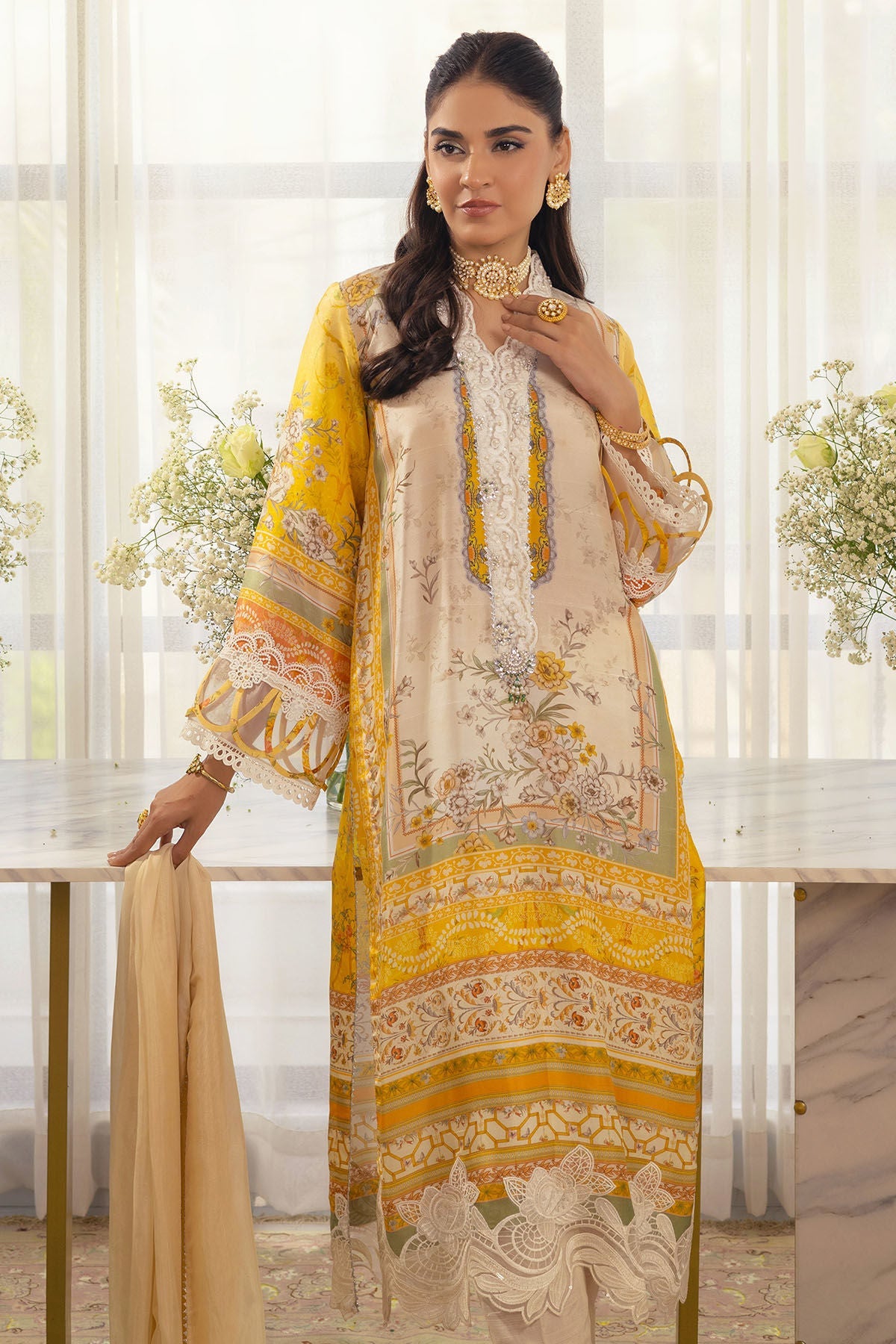 Annus Abrar | Luxe Silk Pret | ESMEYA - SHIRT AND DUPATTA - Official Annus Abrar stockist in UK - Sakeena London