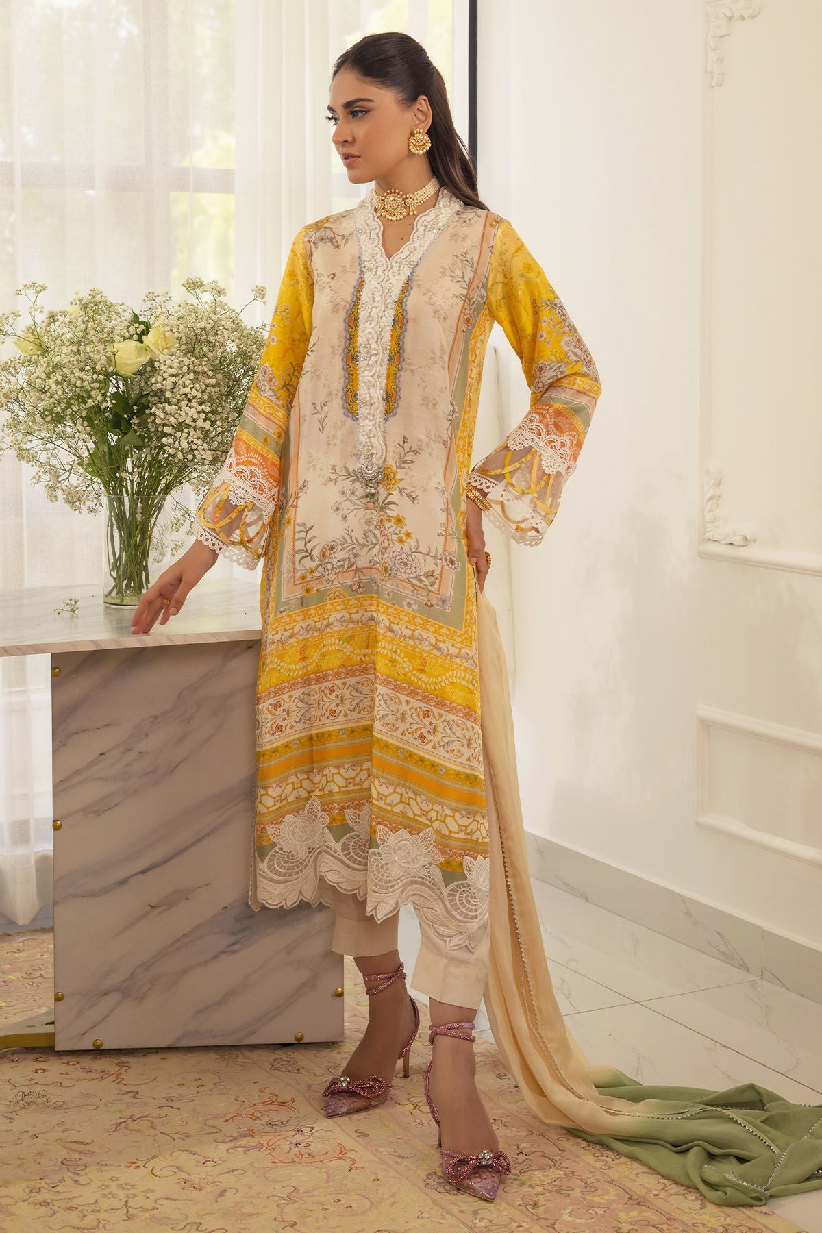 Annus Abrar | Luxe Silk Pret | ESMEYA - SHIRT AND DUPATTA - Official Annus Abrar stockist in UK - Sakeena London