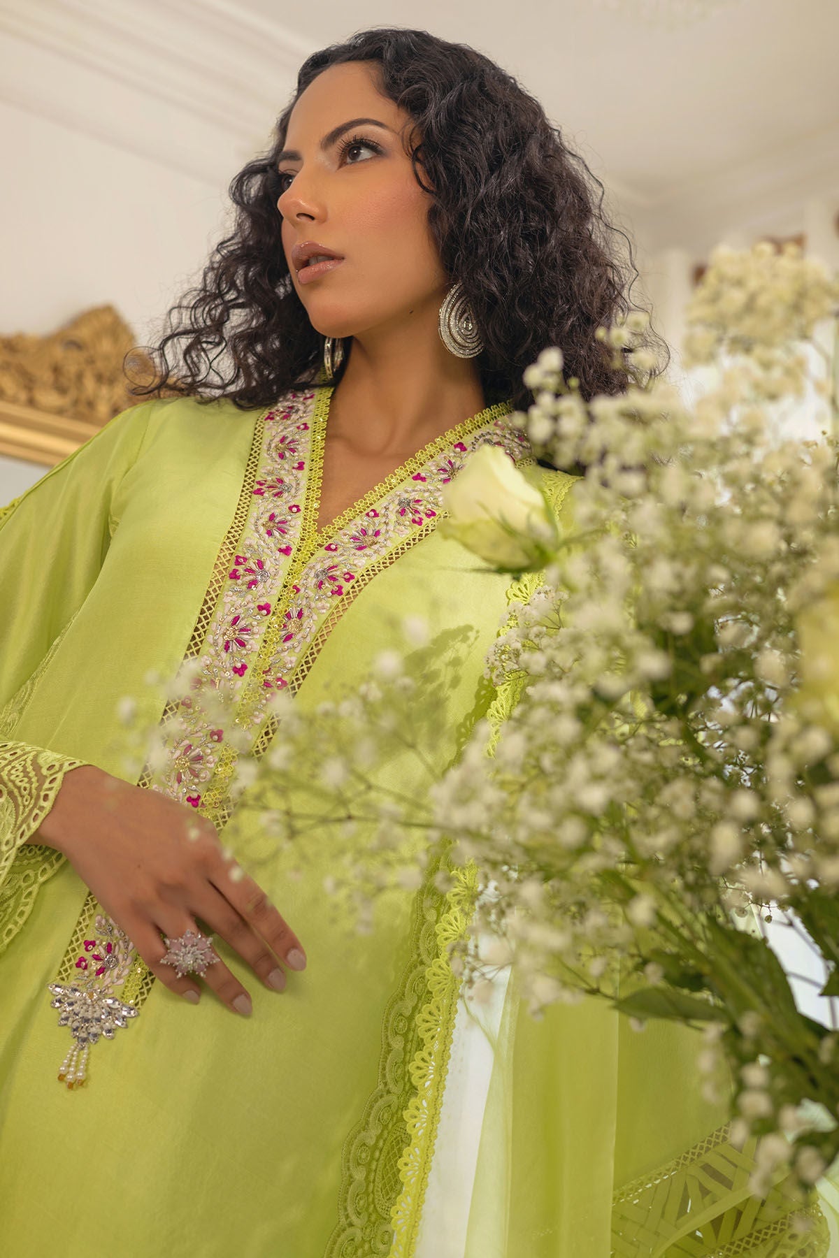 Annus Abrar | Designer Picks 24 | RAYLA KIWI GREEN - SHIRT AND PANTS - Official Annus Abrar stockist in UK - Sakeena London
