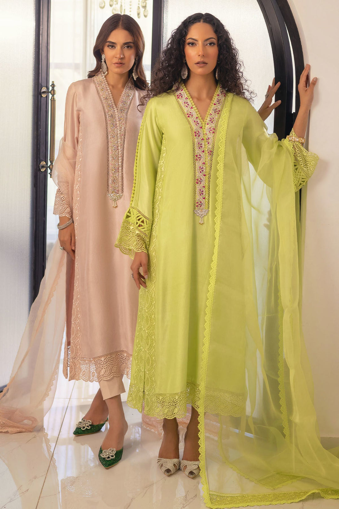 Annus Abrar | Designer Picks 24 | RAYLA KIWI GREEN - SHIRT AND PANTS - Official Annus Abrar stockist in UK - Sakeena London