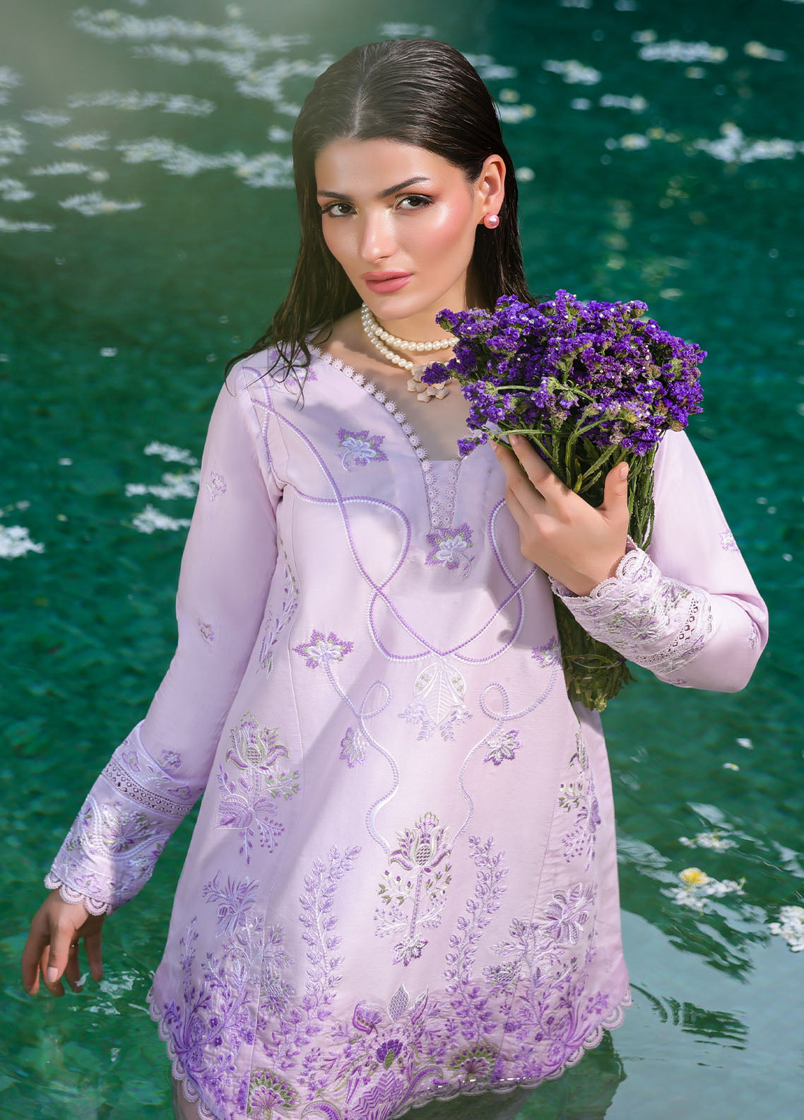 Sahane | Lovent Embroidered Pret 25 | ME23008 Lily - Official Sahane stockist in UK - Sakeena London