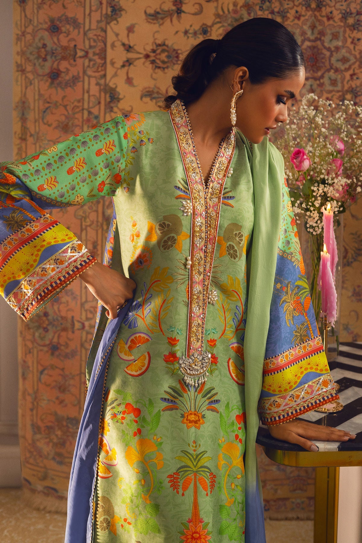 Annus Abrar | Lime Luxe Silk | Limya - Official Annus Abrar stockist in UK - Sakeena London