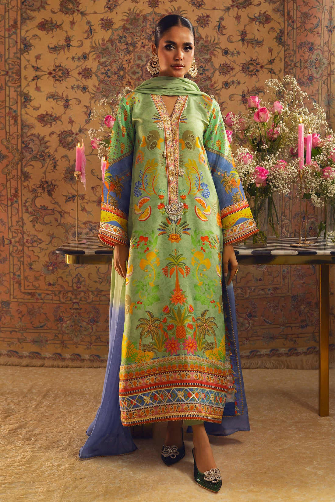 Annus Abrar | Lime Luxe Silk | Limya - Official Annus Abrar stockist in UK - Sakeena London
