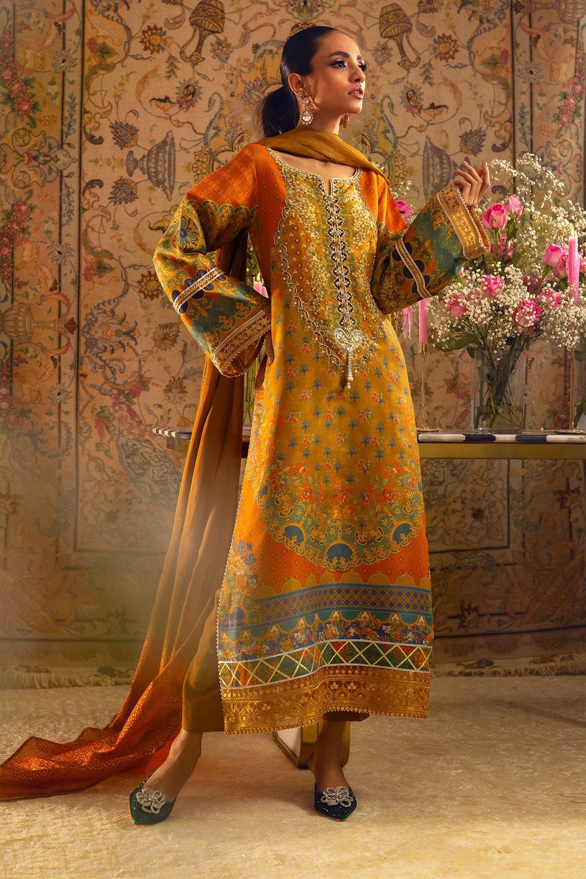 Annus Abrar | Lime Luxe Silk | Faina - Official Annus Abrar stockist in UK - Sakeena London