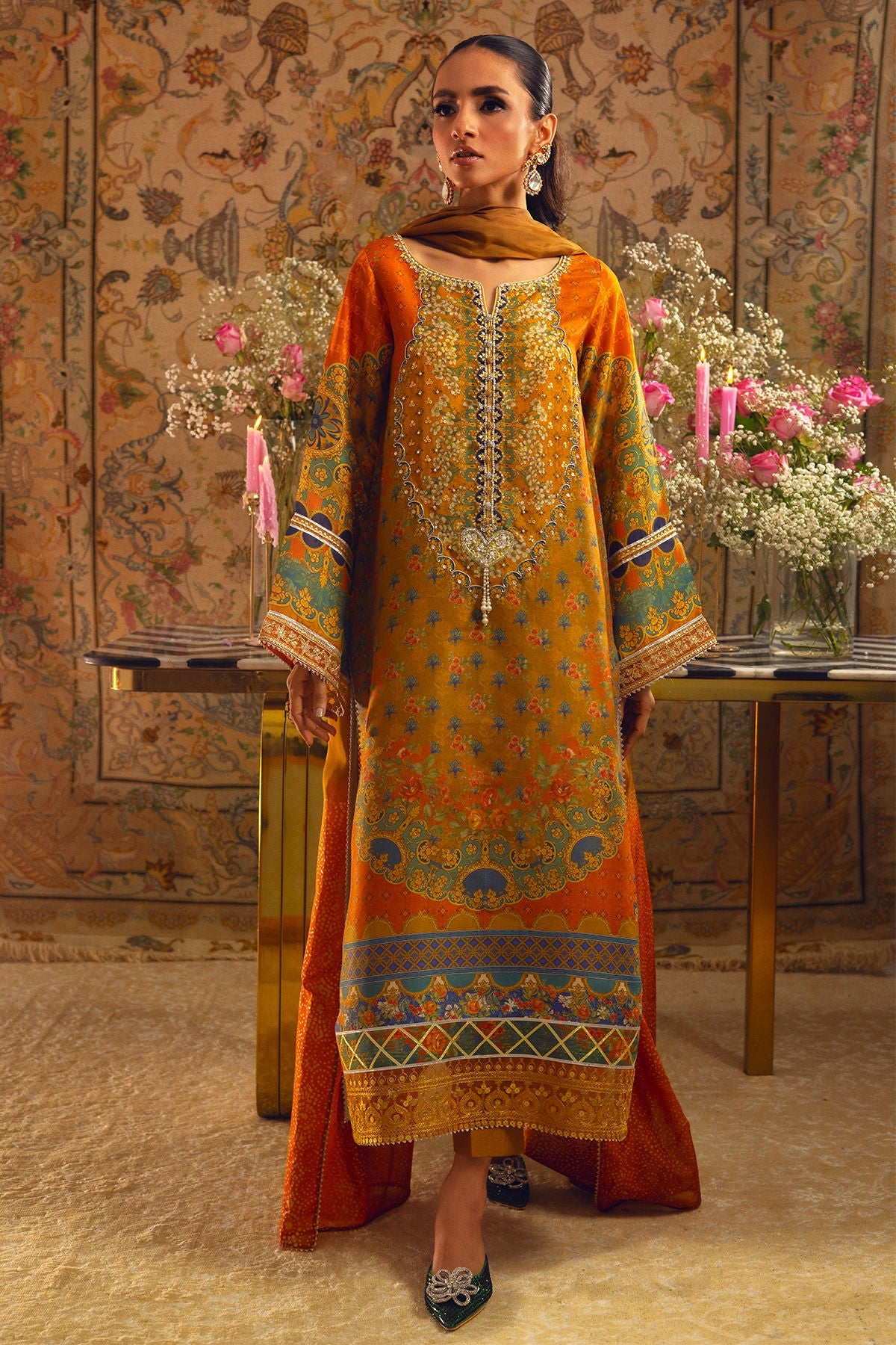 Annus Abrar | Lime Luxe Silk | Faina - Official Annus Abrar stockist in UK - Sakeena London