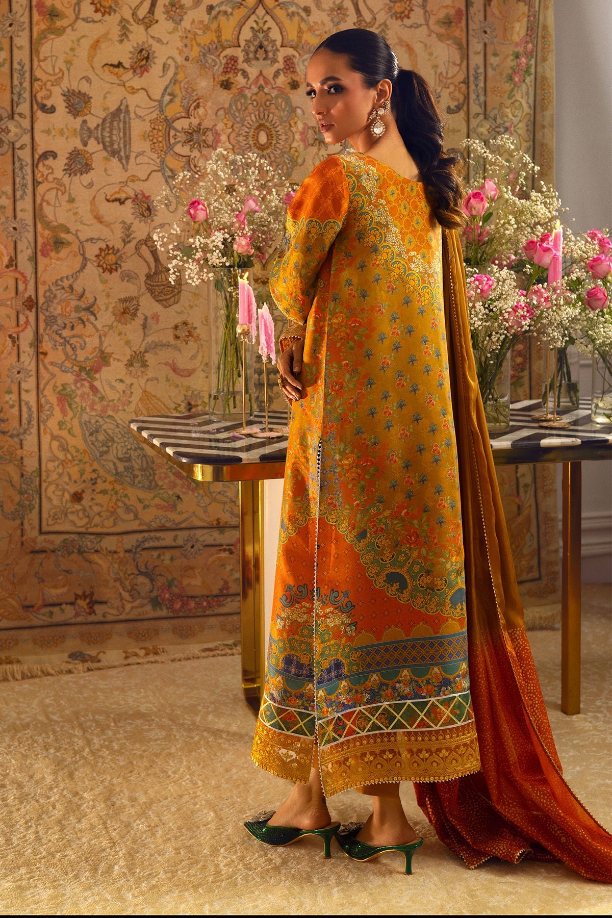 Annus Abrar | Lime Luxe Silk | Faina - Official Annus Abrar stockist in UK - Sakeena London