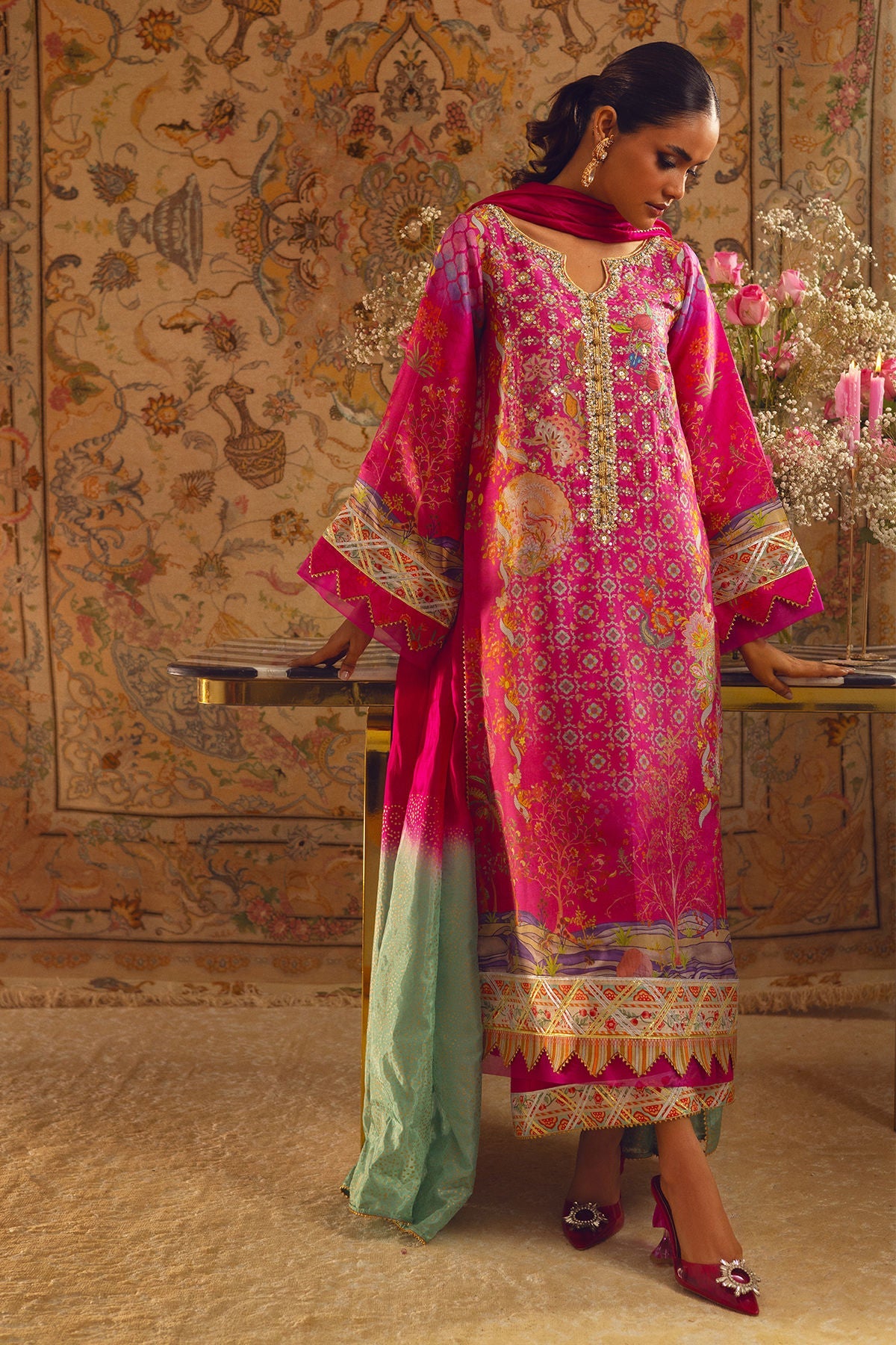 Annus Abrar | Lime Luxe Silk | Misaka - Official Annus Abrar stockist in UK - Sakeena London