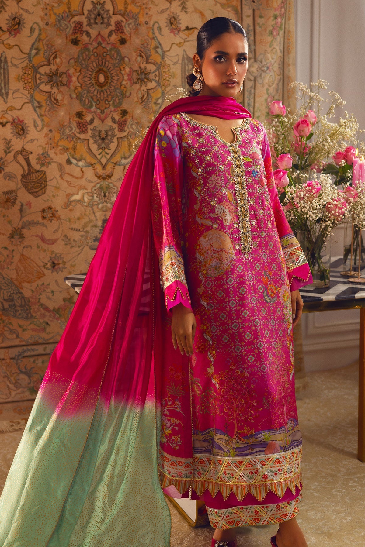 Annus Abrar | Lime Luxe Silk | Misaka - Official Annus Abrar stockist in UK - Sakeena London