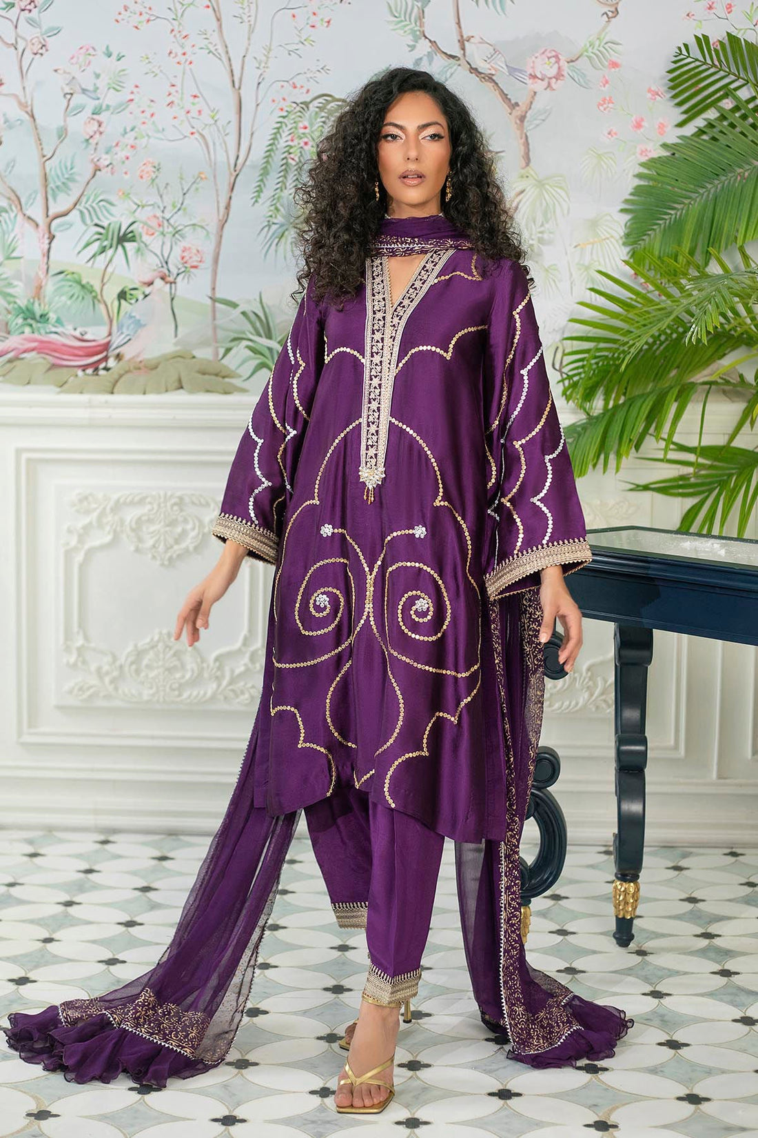 Annus Abrar | Sehr Eid Luxe | Izali Aubergine - Official Annus Abrar stockist in UK - Sakeena London