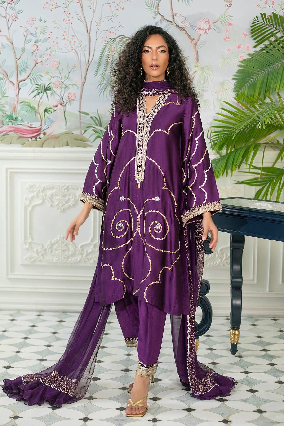 Annus Abrar | Sehr Eid Luxe | Izali Aubergine - Official Annus Abrar stockist in UK - Sakeena London
