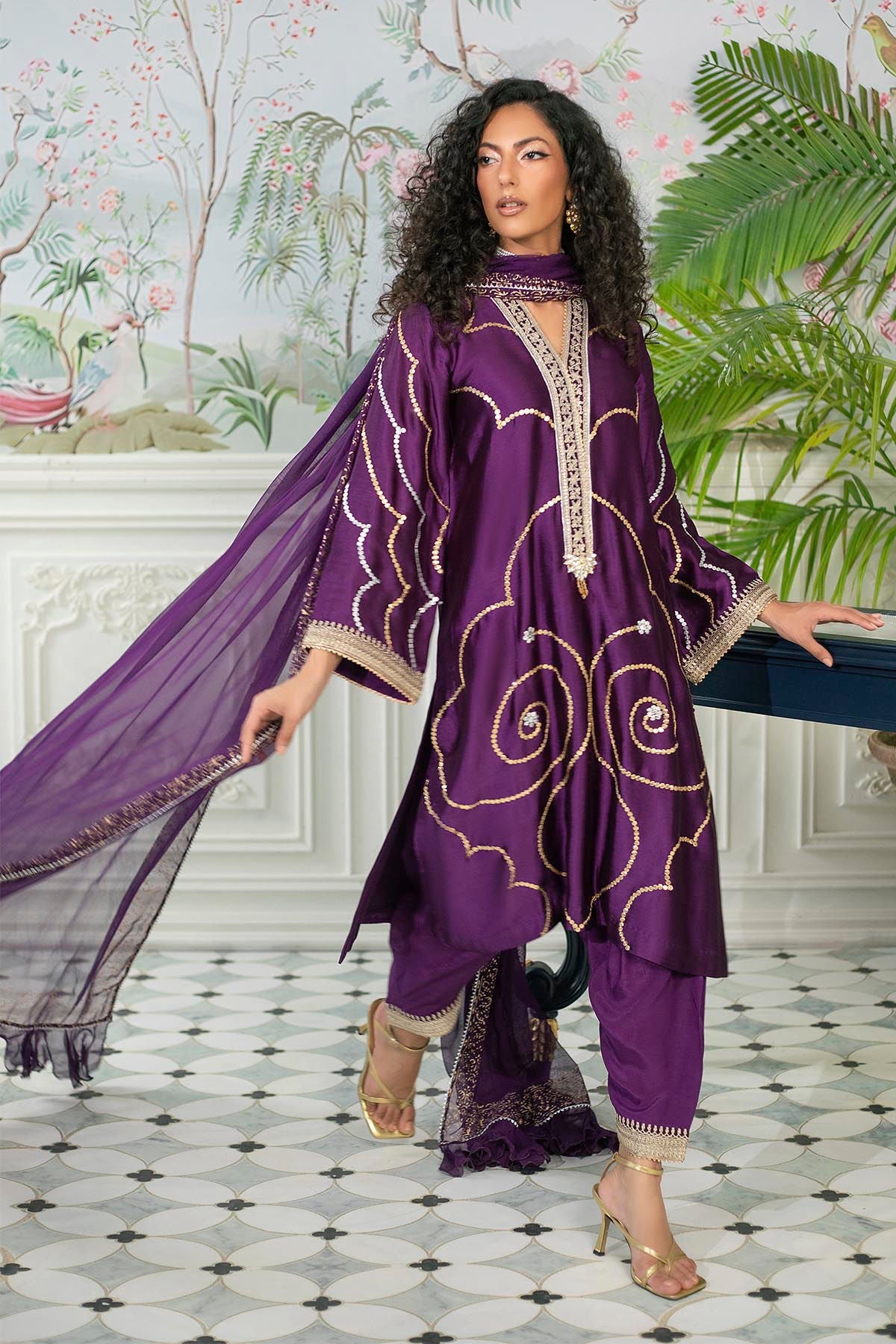 Annus Abrar | Sehr Eid Luxe | Izali Aubergine - Official Annus Abrar stockist in UK - Sakeena London