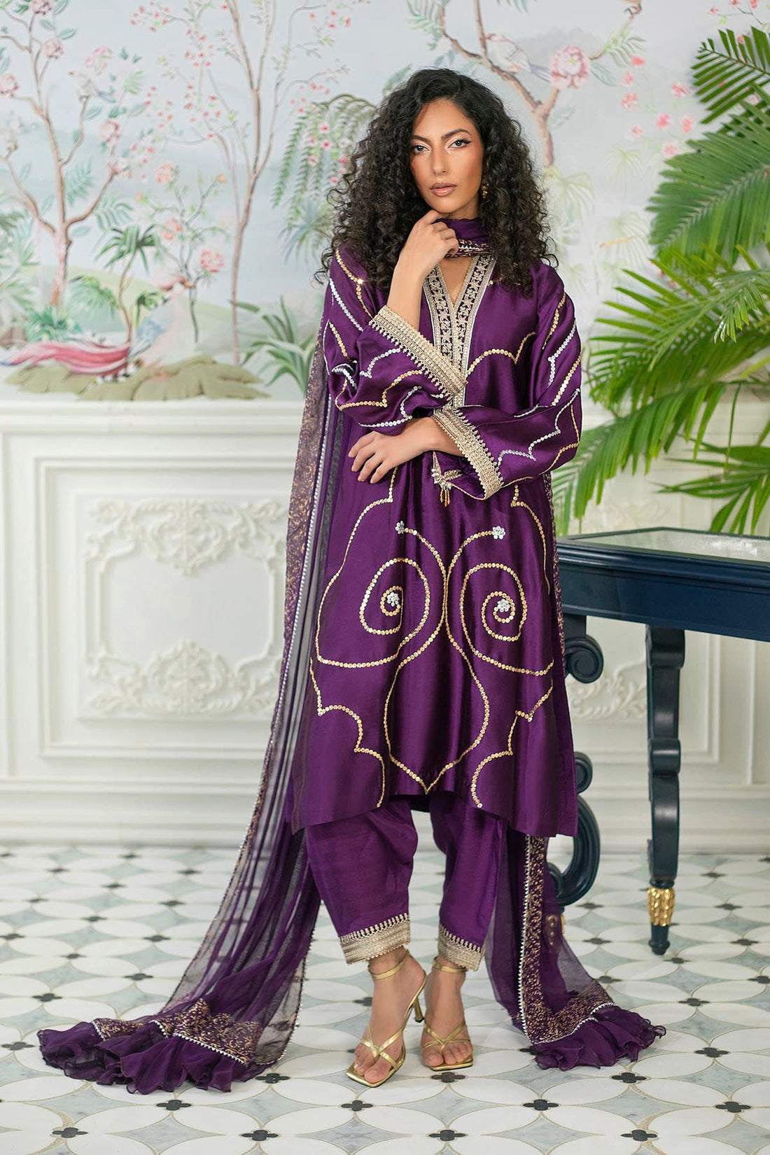 Annus Abrar | Sehr Eid Luxe | Izali Aubergine - Official Annus Abrar stockist in UK - Sakeena London