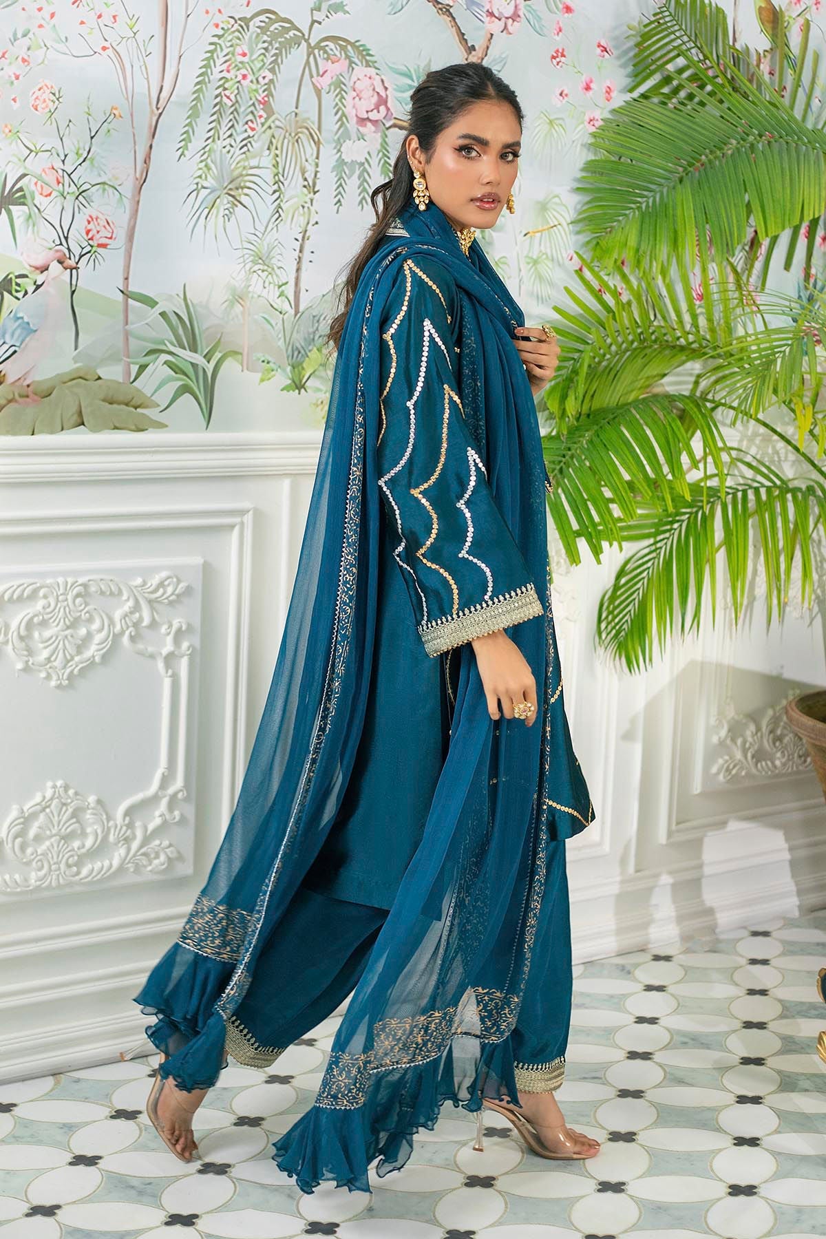 Annus Abrar | Sehr Eid Luxe | Izali Deep Teal - Official Annus Abrar stockist in UK - Sakeena London