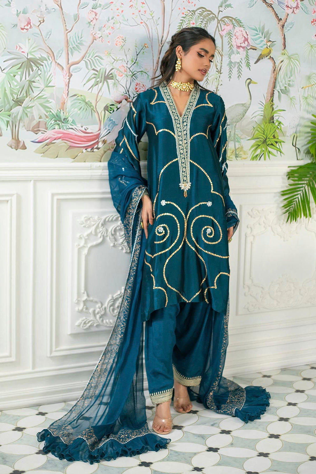 Annus Abrar | Sehr Eid Luxe | Izali Deep Teal - Official Annus Abrar stockist in UK - Sakeena London