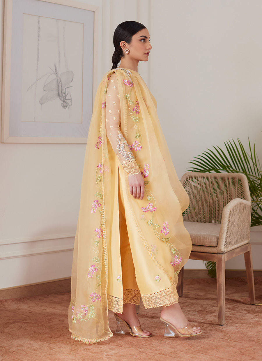 Farah Talib Aziz | Luna Eid Collection 24 | CYRILLA PALE YELLOW - Official Farah Talib Aziz stockist in UK - Sakeena London