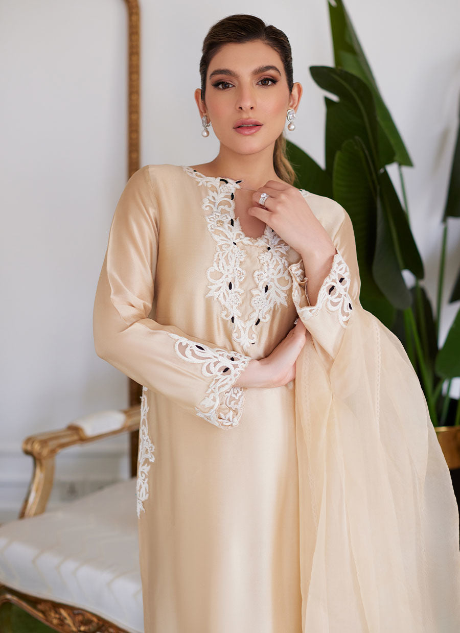 Farah Talib Aziz | Luna Eid Collection 24 | MELVINA CHAMPAGNE BEIGE - Official Farah Talib Aziz stockist in UK - Sakeena London