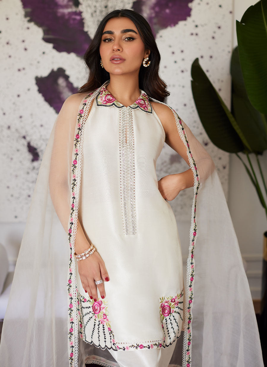 Farah Talib Aziz | Luna Eid Collection 24 | GENEVIVE PEARL WHITE - Official Farah Talib Aziz stockist in UK - Sakeena London