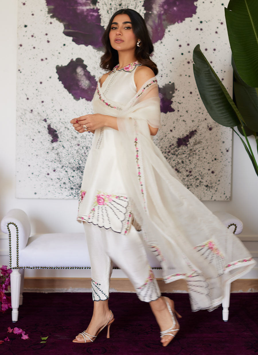 Farah Talib Aziz | Luna Eid Collection 24 | GENEVIVE PEARL WHITE - Official Farah Talib Aziz stockist in UK - Sakeena London