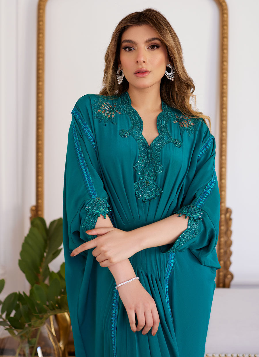 Farah Talib Aziz | Luna Eid Collection 24 | EMMELINE EMERALD CREPE - Official Farah Talib Aziz stockist in UK - Sakeena London