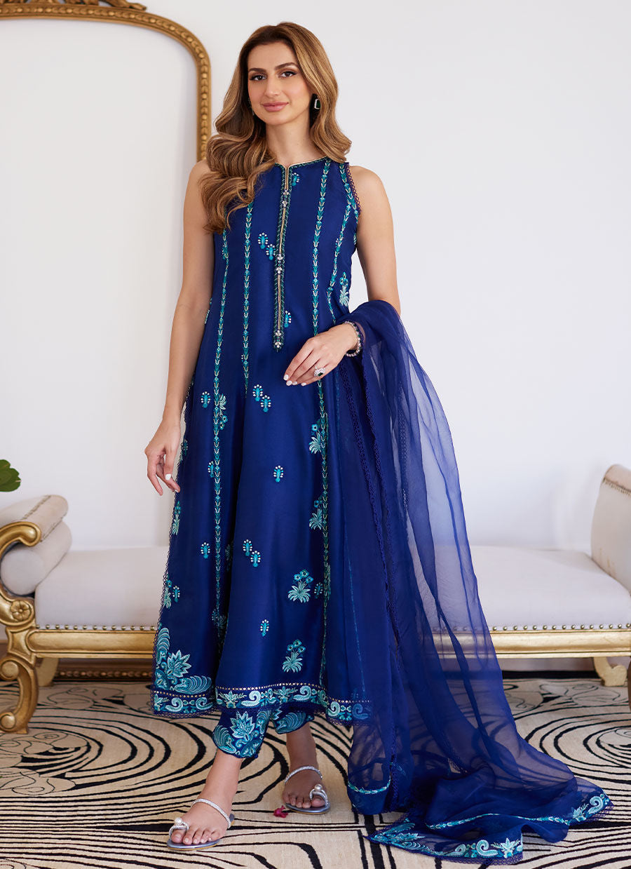 Farah Talib Aziz | Luna Eid Collection 24 | ELSYEE ROYAL BLUE - Official Farah Talib Aziz stockist in UK - Sakeena London