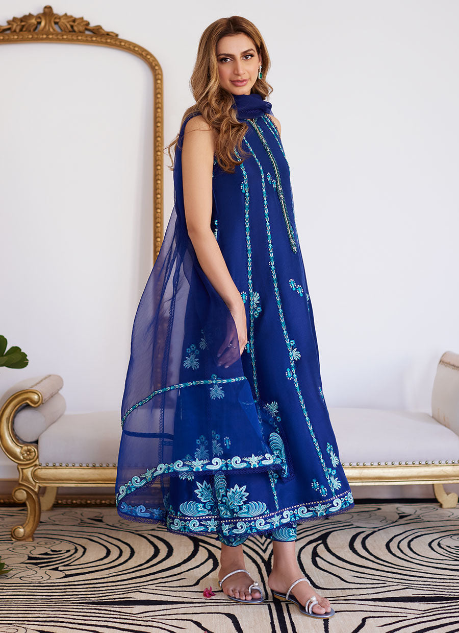 Farah Talib Aziz | Luna Eid Collection 24 | ELSYEE ROYAL BLUE - Official Farah Talib Aziz stockist in UK - Sakeena London