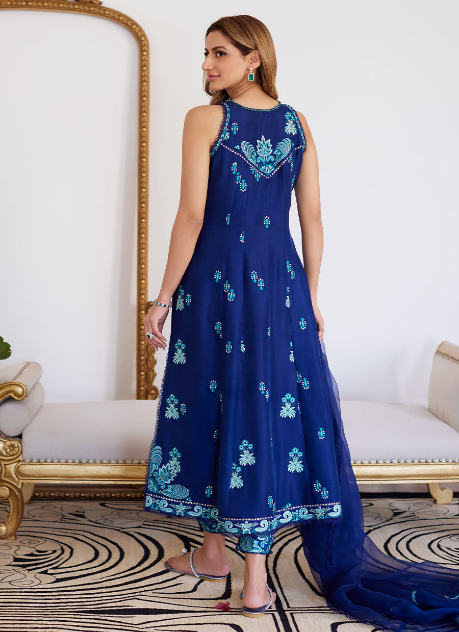 Farah Talib Aziz | Luna Eid Collection 24 | ELSYEE ROYAL BLUE - Official Farah Talib Aziz stockist in UK - Sakeena London