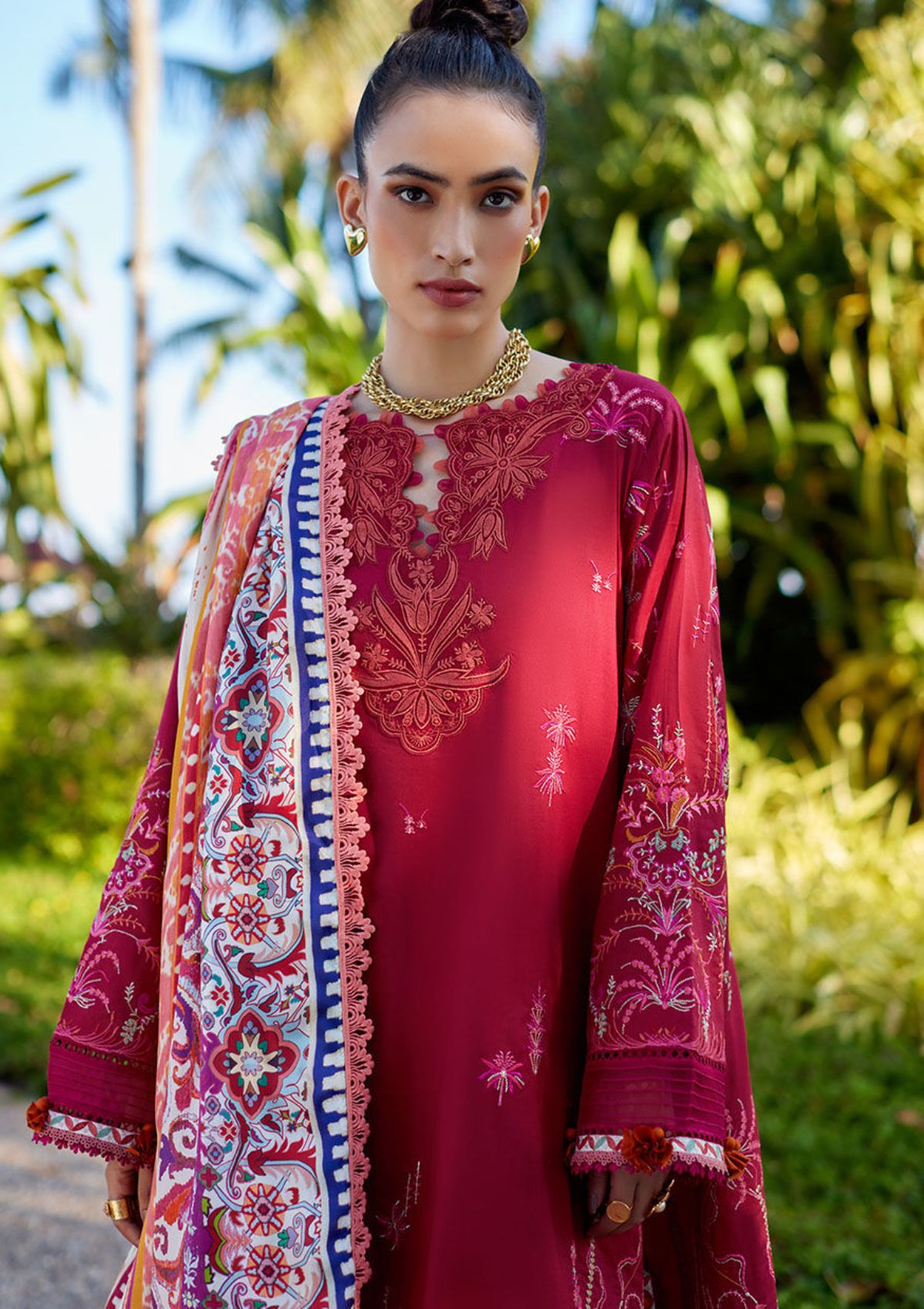 Lawn Collection - Farah Talib Aziz - Suay - Luxury Unstitched '24 - Enzo Red - FTA#02