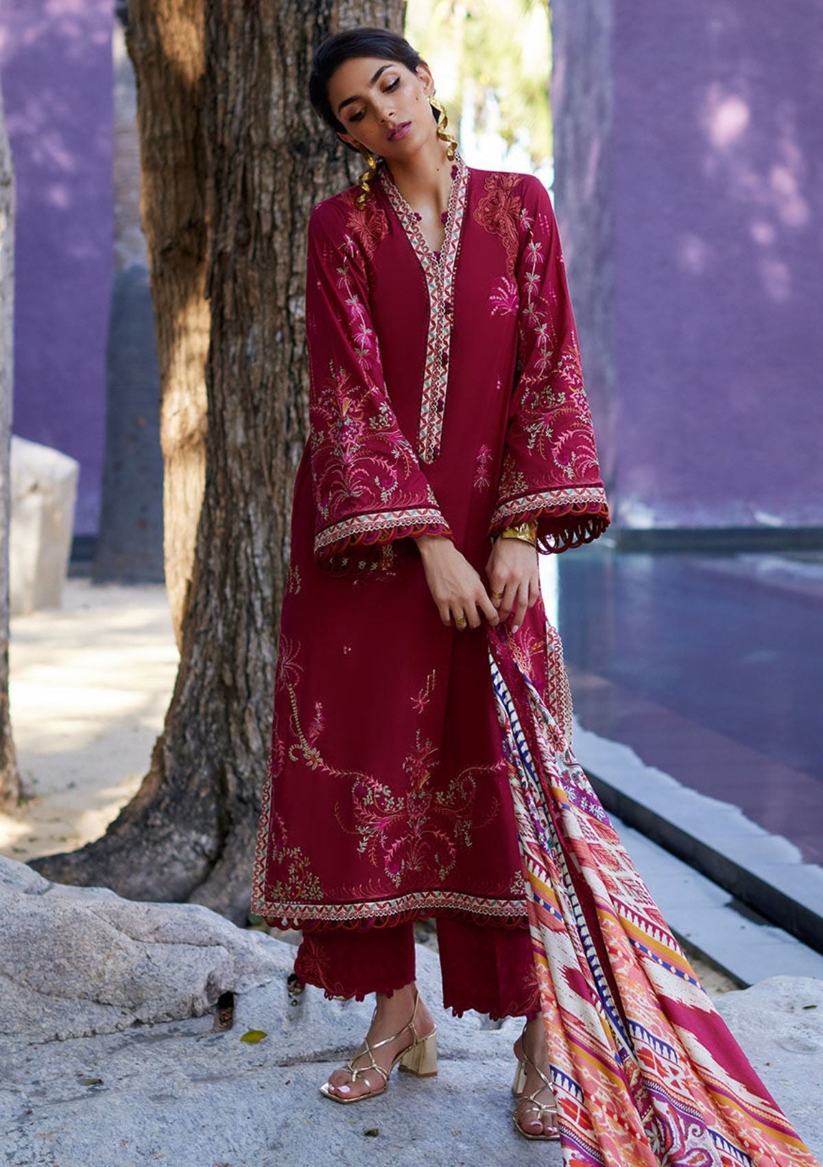 Lawn Collection - Farah Talib Aziz - Suay - Luxury Unstitched '24 - Enzo Red - FTA#02