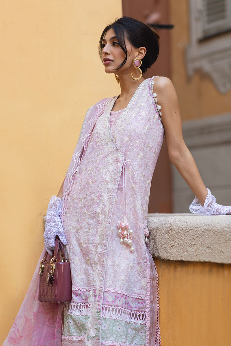 Ansab Jahangir | Zoha Luxury Lawn 25 | Pearl Pink - Official Ansab Jahangir stockist in UK - Sakeena London