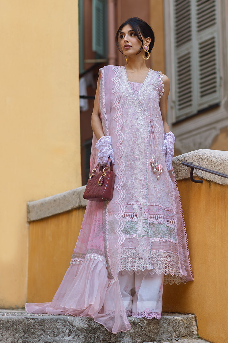 Ansab Jahangir | Zoha Luxury Lawn 25 | Pearl Pink - Official Ansab Jahangir stockist in UK - Sakeena London
