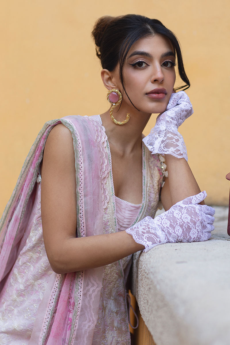 Ansab Jahangir | Zoha Luxury Lawn 25 | Pearl Pink - Official Ansab Jahangir stockist in UK - Sakeena London