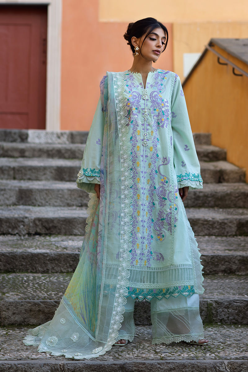 Ansab Jahangir | Zoha Luxury Lawn 25 | Misty Jade - Official Ansab Jahangir stockist in UK - Sakeena London