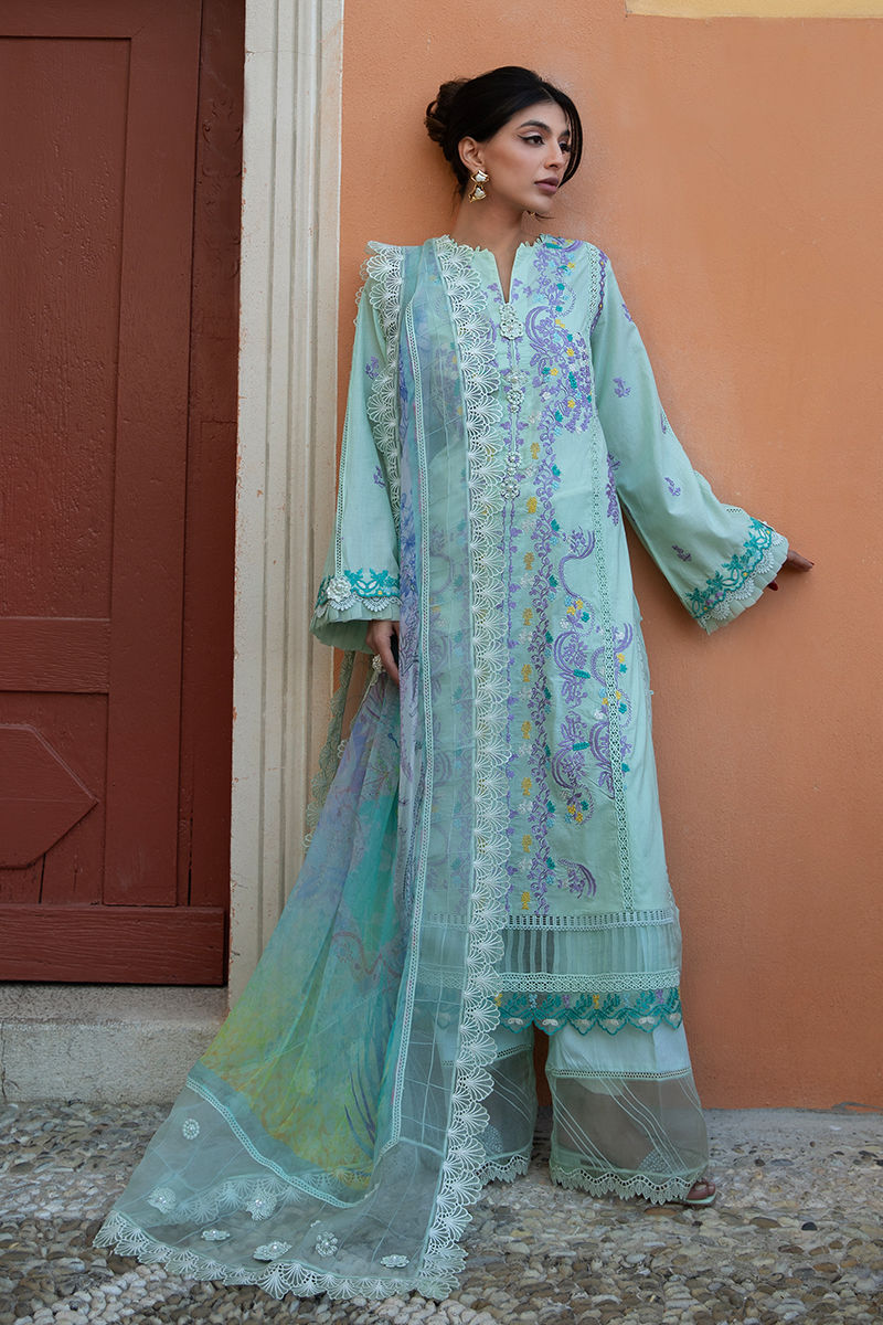 Ansab Jahangir | Zoha Luxury Lawn 25 | Misty Jade - Official Ansab Jahangir stockist in UK - Sakeena London