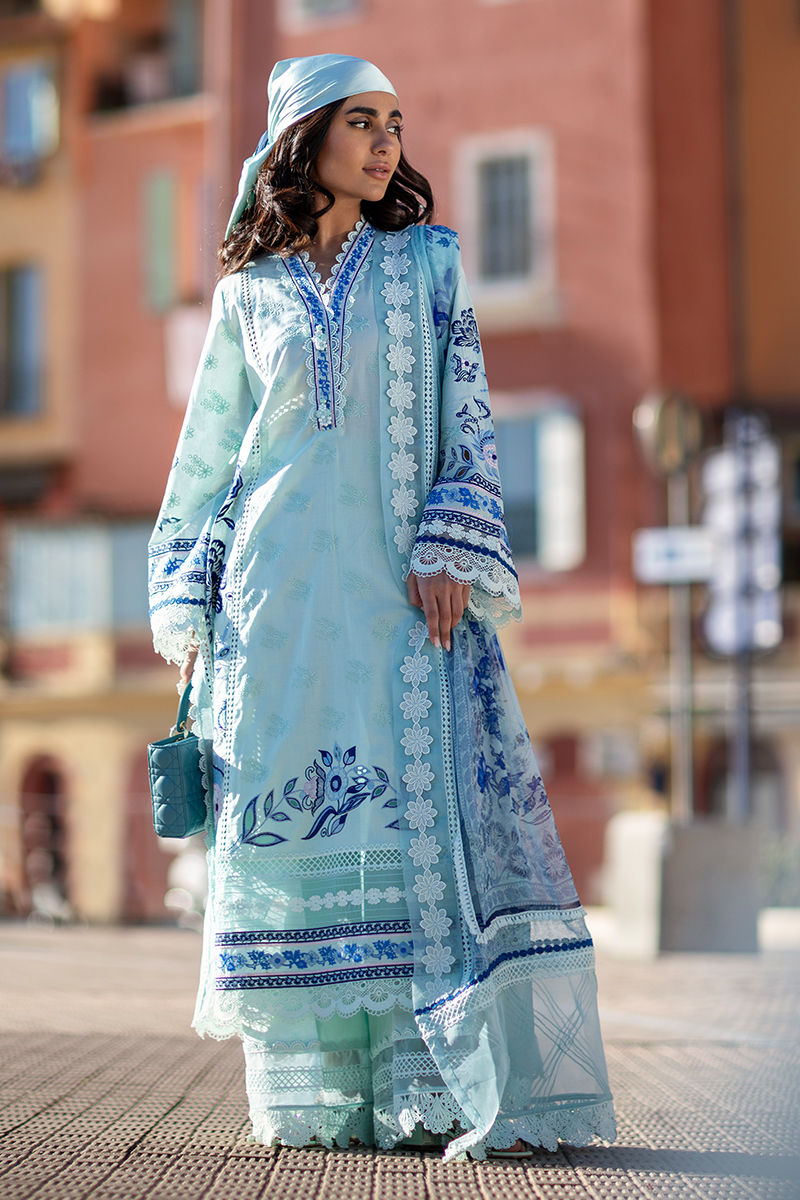 Ansab Jahangir | Zoha Luxury Lawn 25 | Blue Bell - Official Ansab Jahangir stockist in UK - Sakeena London