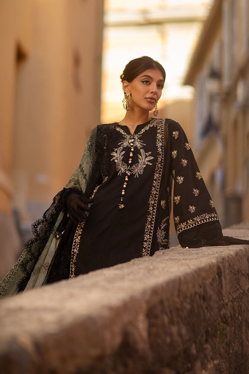 Ansab Jahangir | Zoha Luxury Lawn 25 | Black Lady - Official Ansab Jahangir stockist in UK - Sakeena London
