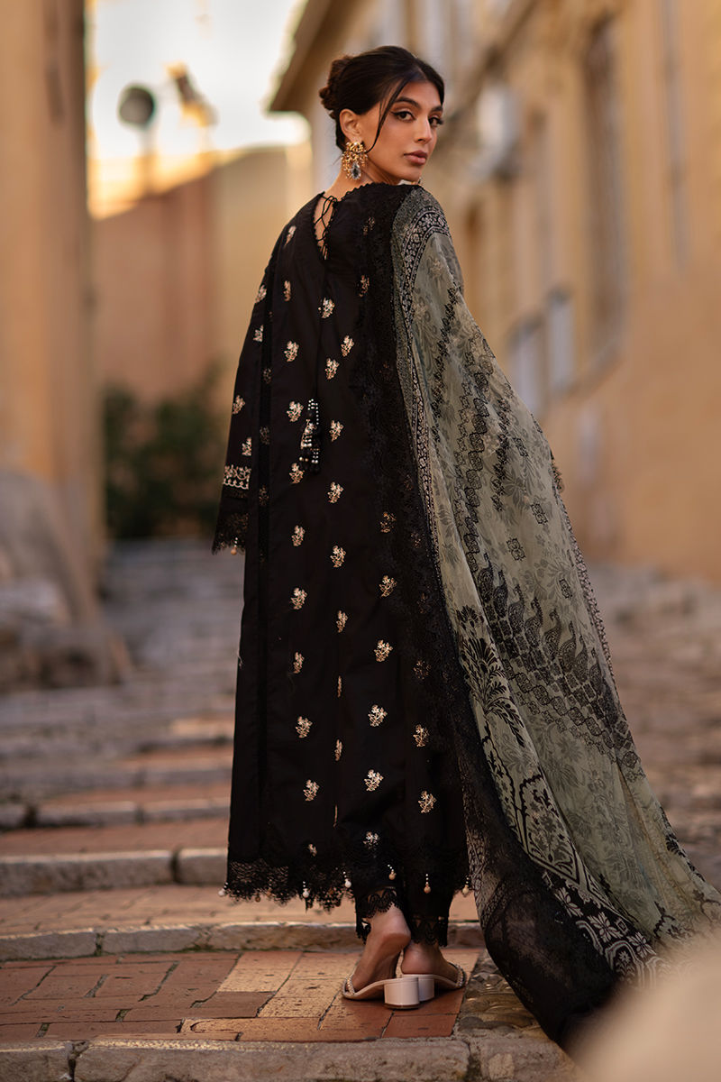 Ansab Jahangir | Zoha Luxury Lawn 25 | Black Lady - Official Ansab Jahangir stockist in UK - Sakeena London