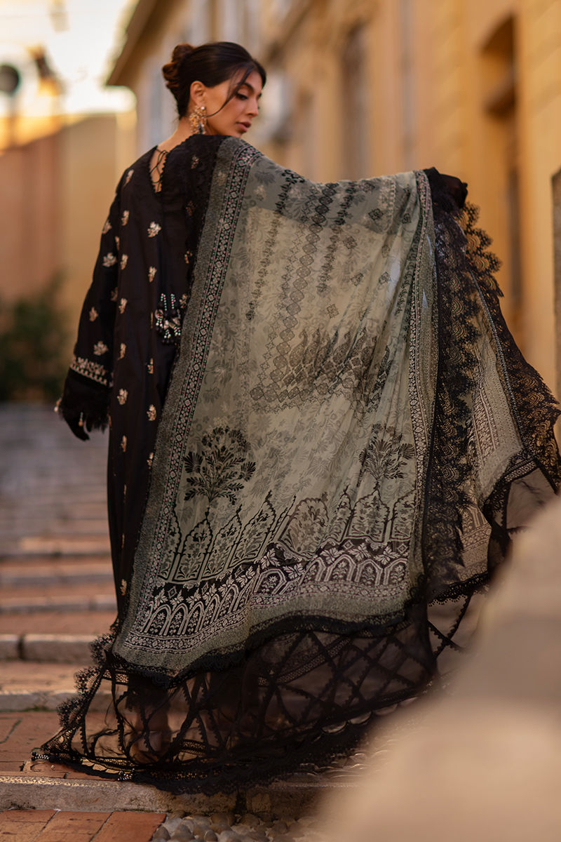 Ansab Jahangir | Zoha Luxury Lawn 25 | Black Lady - Official Ansab Jahangir stockist in UK - Sakeena London