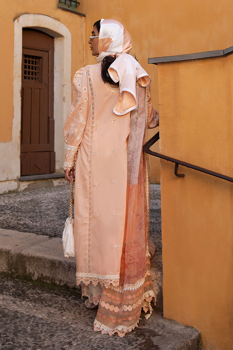 Ansab Jahangir | Zoha Luxury Lawn 25 | Alluring Apricot - Official Ansab Jahangir stockist in UK - Sakeena London