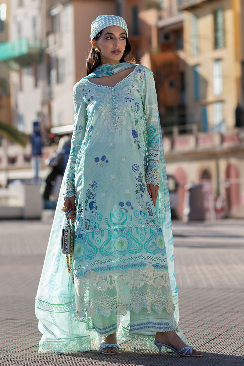 Ansab Jahangir | Zoha Luxury Lawn 25 | Ice Crystal - Official Ansab Jahangir stockist in UK - Sakeena London