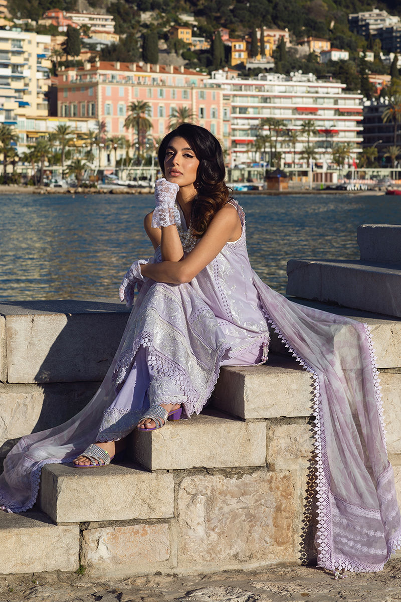 Ansab Jahangir | Zoha Luxury Lawn 25 | French Lavender - Official Ansab Jahangir stockist in UK - Sakeena London