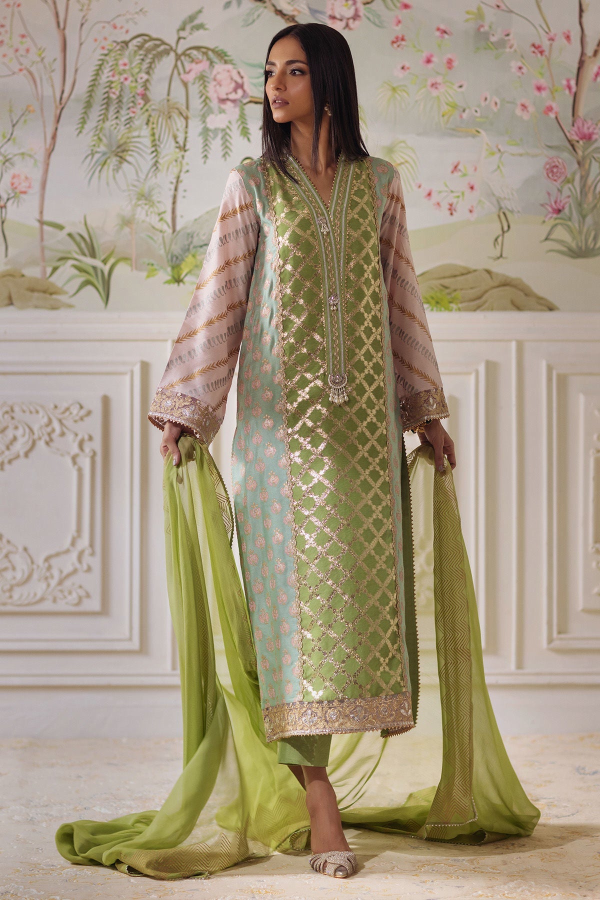 Annus Abrar | Elemental Festive | Nishba (Shirt, Pants and Dupatta) - Official Annus Abrar stockist in UK - Sakeena London