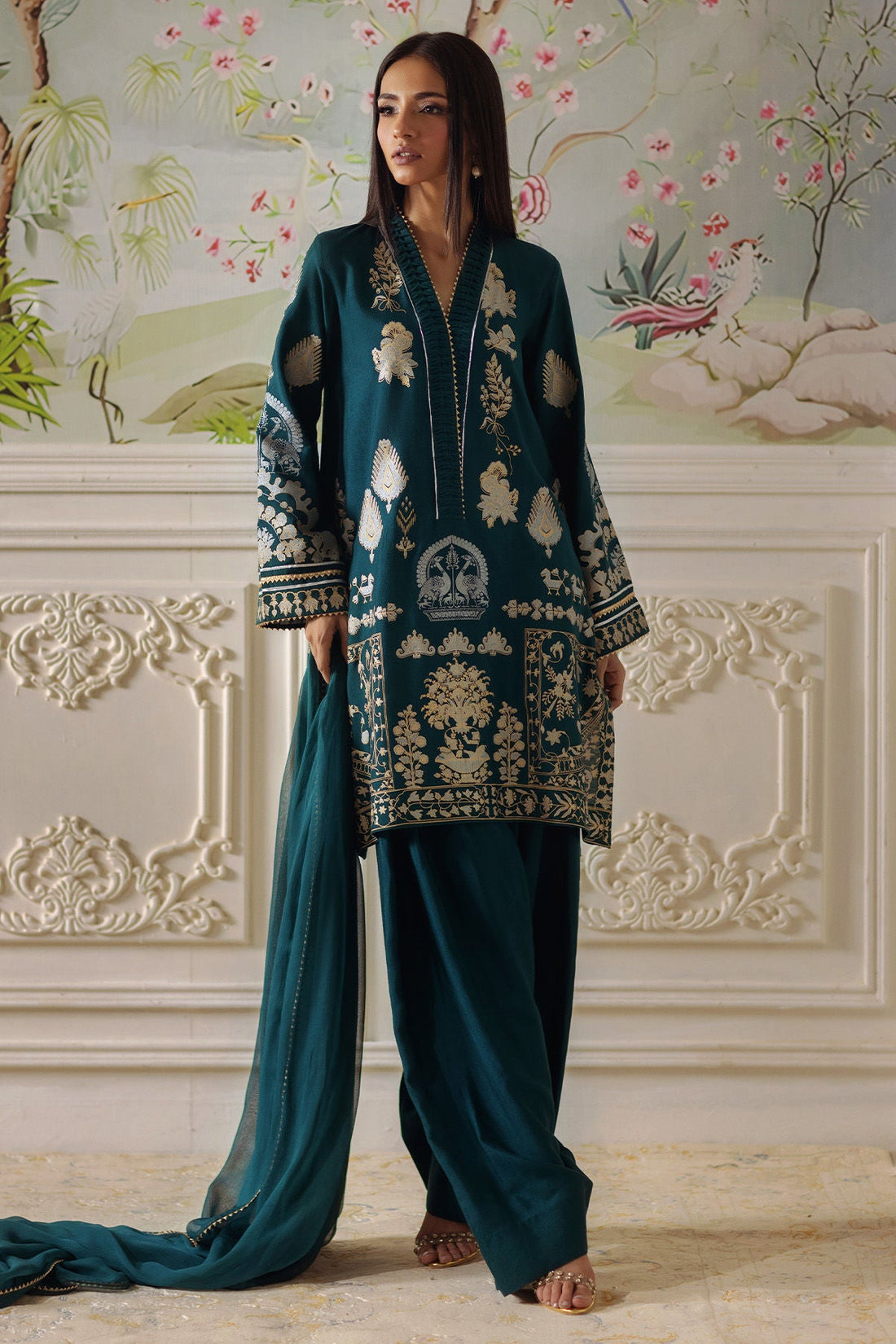 Annus Abrar | Elemental Festive | Qirat (Shirt, Pants and Dupatta) - Official Annus Abrar stockist in UK - Sakeena London